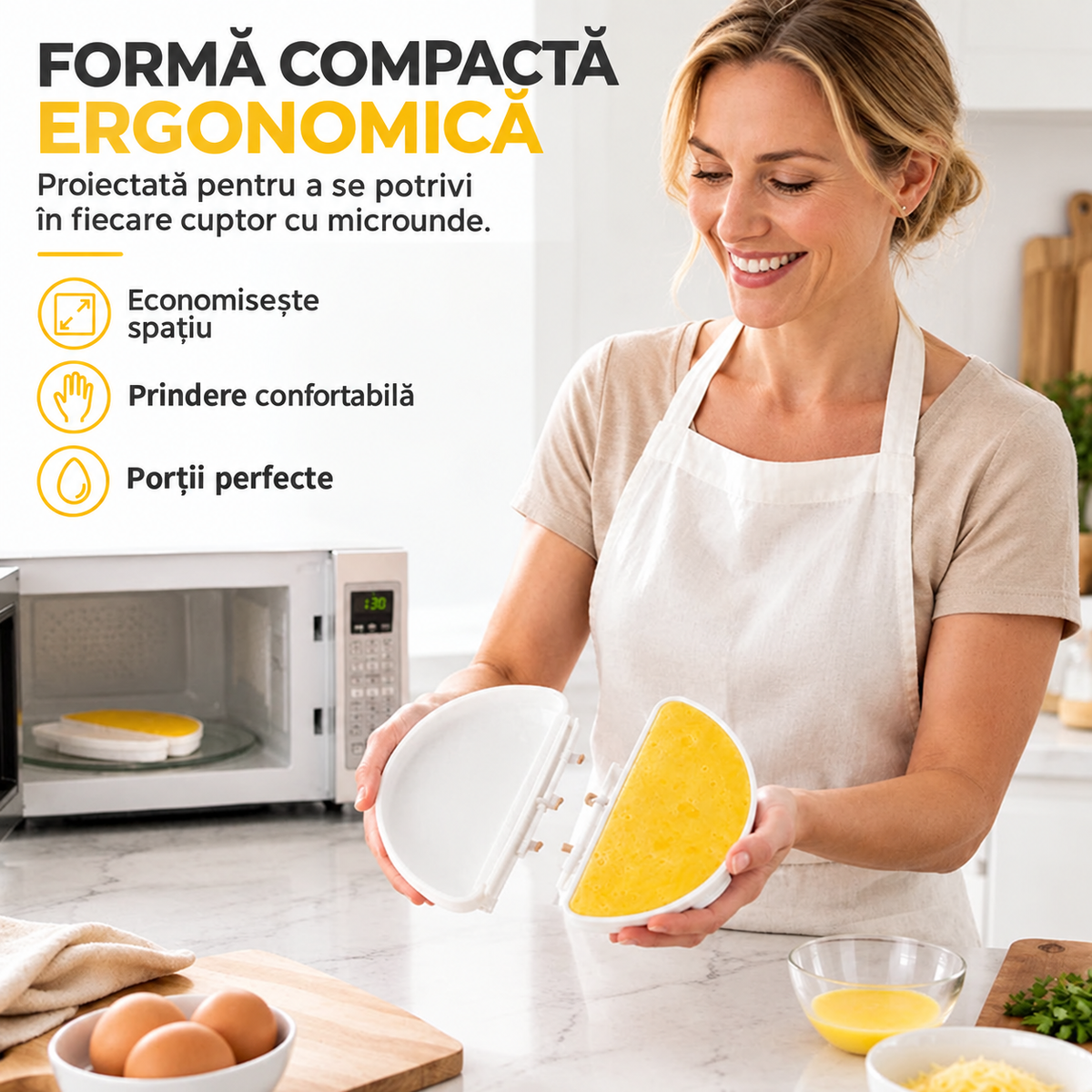 🍳 Aparat 2-în-1 pentru Omletă și Ouă la Microunde