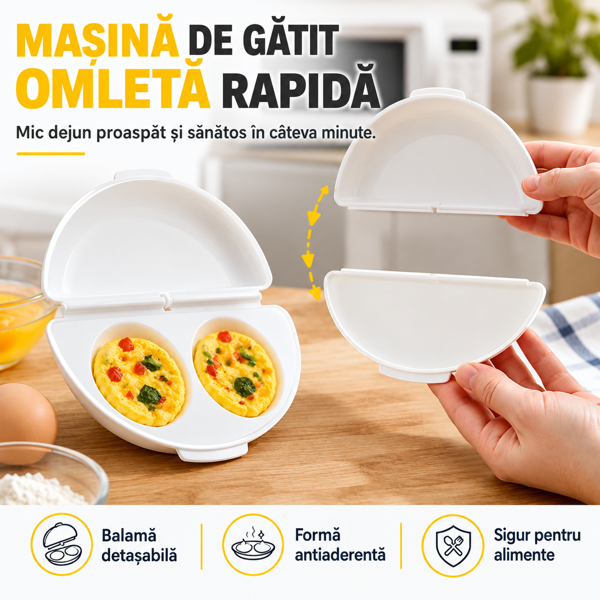 🍳 Aparat 2-în-1 pentru Omletă și Ouă la Microunde