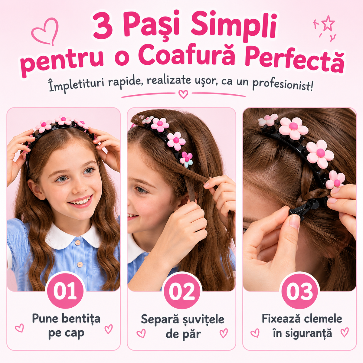 Bentiță de păr drăguță pentru fete 🎀🌺