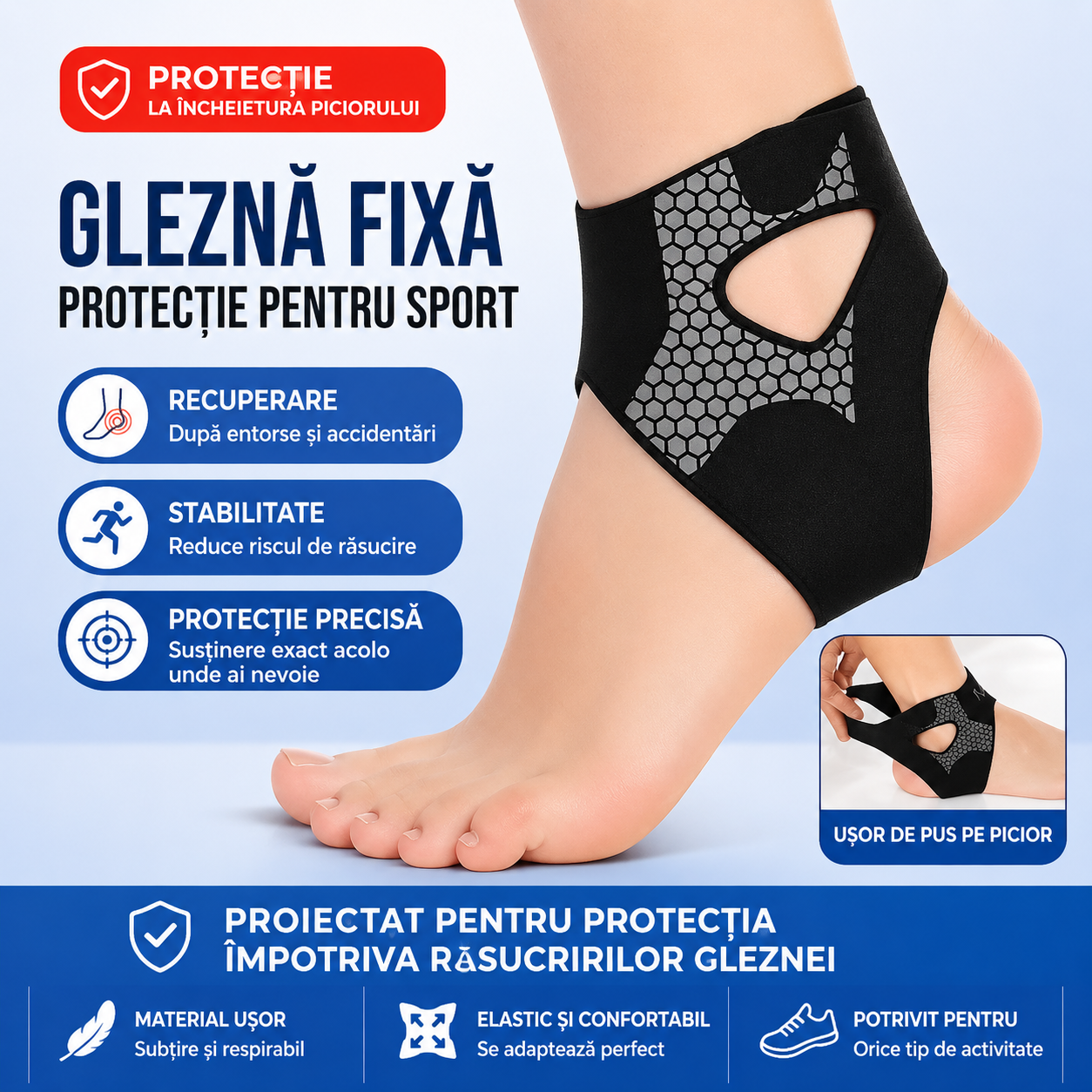 Orteză Inteligentă cu Compresie pentru Gleznă