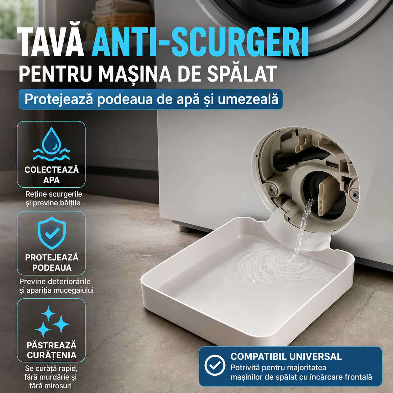 Tavă Anti-Scurgeri pentru Mașina de Spălat