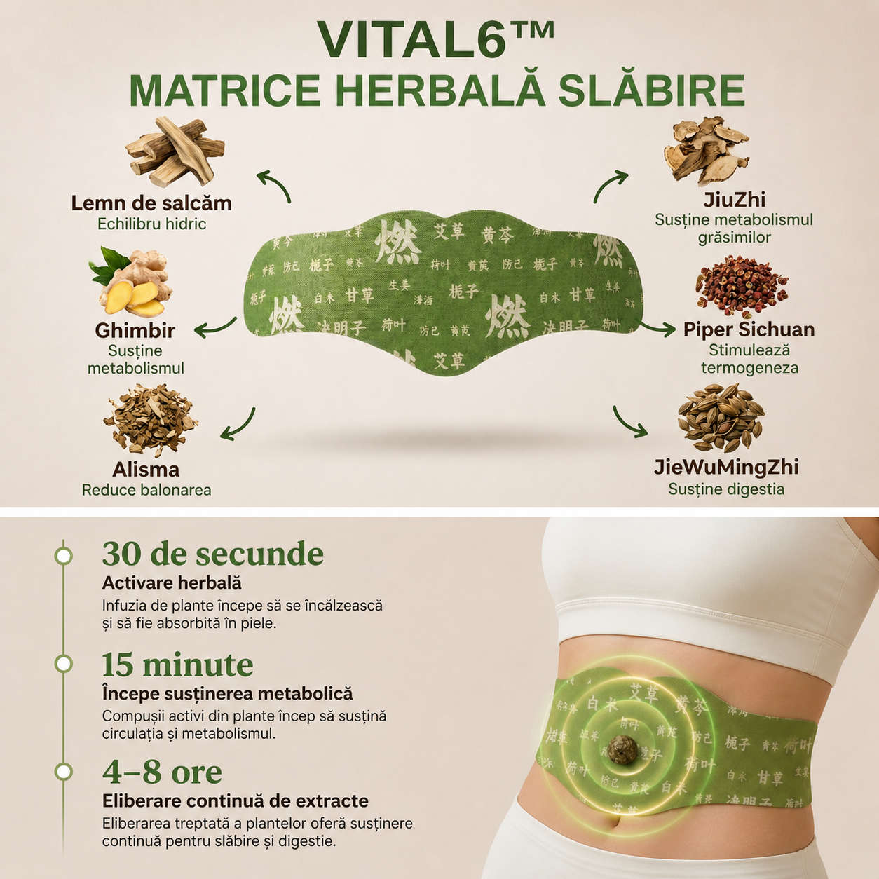 Plasturi Herbal Vital Pentru Balonare și Grăsime