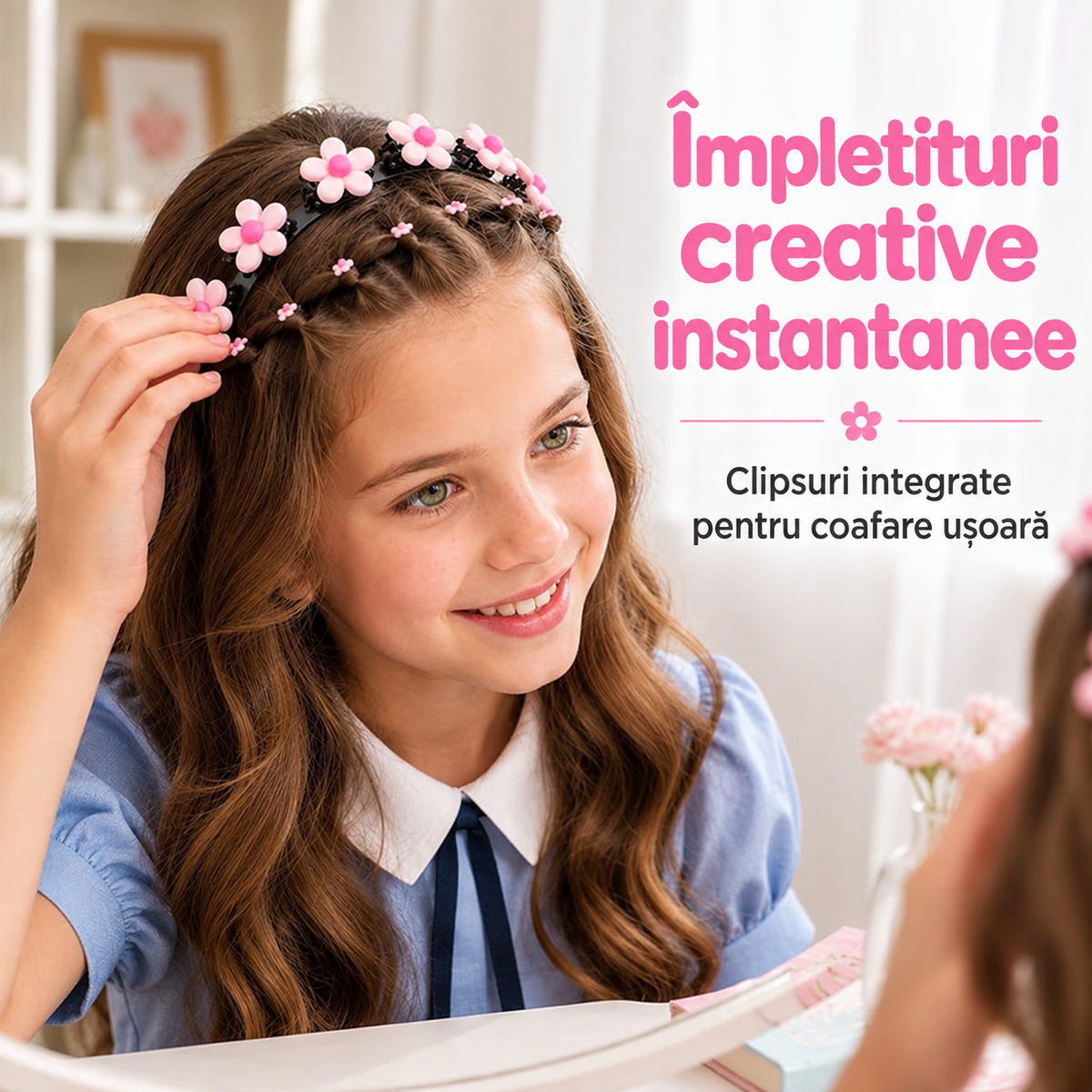 Bentiță de păr drăguță pentru fete 🎀🌺